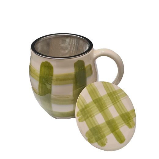 Mug de cerámica 0,30L. Cuadros verde